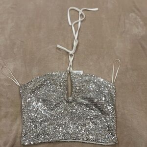 New with tags sliver sequined top